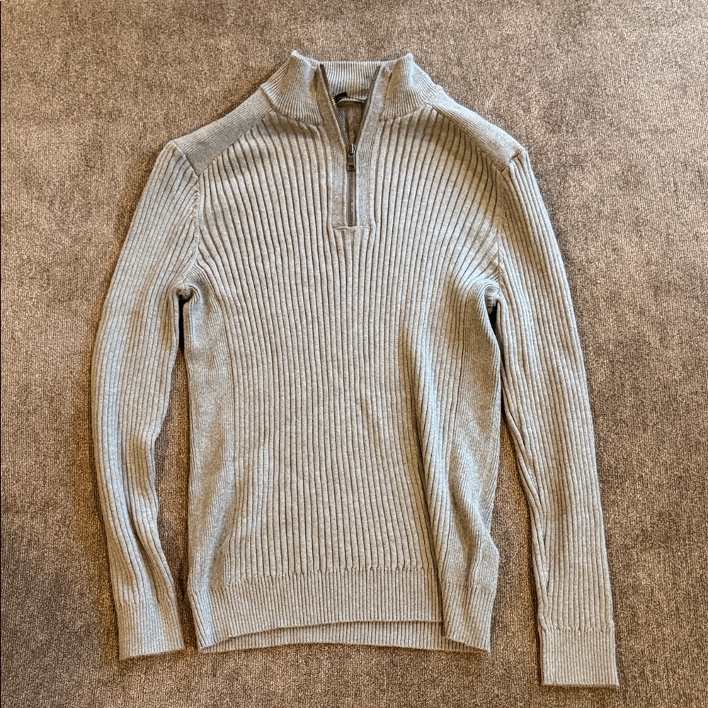 Express Men's Gray Quarter-Zip Sweater